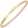 RIZILIA Bracciale Tennis Minimalista Donna Zirconi Rosa Taglio Brillante 3mm Placcato Oro Giallo 14K Regolabile 16,5-19cm Gioiello Statement Elegante Confezione Regalo inclusa