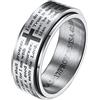 HIJONES Hombre de Acero Inoxidable Versículo de la Biblia Señores Oración Cruz Dios Anillo Spinner Anillo de Plata Tamaño 22