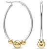 LeCalla Orecchini a cerchio in vero argento sterling 925, placcati in oro 14 carati, leggeri, rotondi, sottili, bicolore, per donne e adolescenti, Medium, Argento, Nessuna pietra preziosa