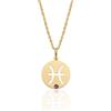 Aka Gioielli® - Collana Zodiaco Pesci Argento 925 Placcato Oro con Ciondolo Segno Zodiacale Pesci per Donna