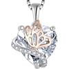 YL Collana Farfalla Cuore in argento 925 con ciondolo da donna con pietra portafortuna di aprile Zirconia Cubica bianchi