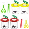 LUFEIS Barattolo per Insetti per Bambini, Educational Toys Barattolo Osserva Insetti, 4 Pezzi Lenti d'Ingrandimento con Pinzette in Plastica, Contenitore per Lente, per Piccoli Animali