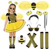 COYBTO Costumi Ape Bambina Ragazze, Costume da Ape con Ali (120, Manica corta)