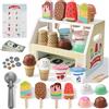 WUSUPU Gelateria Giocattolo per Bambini,Mini Giocattolo per Gelato in Legno,Montessori Gioco di Ruolo Educativo Regalo,Gelateria Giocattoli in Legno per Bambini da 3 4 5 6 Anni Ragazzi Ragazze