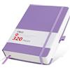 YIEO Quaderno a righe formato A4, grande blocco notes con copertina rigida e 320 pagine di carta spessa di alta qualità, senza trasparenza, giornali in pelle per donne e uomini, tasca interna, viola