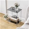 IRCPEN Tavolino da Divano Coffee Table Tavolino Trasparente Tavolini da Salotto Vetro Moderno e Versatile, Adatto a Ogni Stile d'Arredamento a 2 Strati Comodino Piccolo Quadrato LET518BK