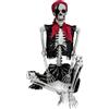 SIFOEL Scheletro da pirata di Halloween, 165 cm, realistico, a grandezza naturale, in plastica, con articolazioni mobili, decorazione per la casa infestata di Halloween (stile pirato)