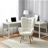 MEUBLE COSY Sedia da Ufficio Scandinava con Braccioli, Poltrona da Scrivania Ergonomica Imbottita in Tessuto Bouclé, Sedia da Lavoro Comoda per Studio, Home Office, Beige