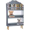 Avilia Libreria Grigia per Bambini 3 Ripiani in Legno - Ideale Come Porta Libri e Giocattoli - Salvaspazio e con Base Antiscivolo è Perfetta e Sicura Come Arredamento in Cameretta - 58x100x18cm