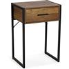 VERSA Pilu Comodino Tavolino o ausiliario per la Camera da Letto o Il Soggiorno Cassettiera, con 1 cassetto, Misure (A x L x l) 60 x 30 x 41 cm, Legno e Metallo, Colore Marrone e Nero