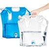 HASAIKA® Contenitore dell'Acqua Pieghevole 10L, Tanica Acqua Pieghevole, a Prova di perdite e Senza BPA, Confezione da 2 per Campeggio, Viaggi, emergenze