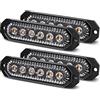 OPPLIGHT 4pcs 12-24V Ultra Sottile Lampeggiante Emergenza Avvertimento Strobo Luci Luce - 6LEDS Flash Warning Light Bar - Auto Moto Truck-Ambra