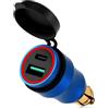 Paicreate 30W Moto Caricatore Type C+USB Rapido Con Spina Maschio per Caricabatterie per DIN Dotato di indicatori di direzione a LED, compatibile con spine DIN da 12V-24V/BMW, Ducati, Triumph