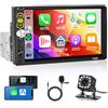 Hodozzy Autoradio 1 Din 7 Pollici Touchscreen con iOS CarPlay Android Auto Mirror Link, Hodozzy 1 Din con Schermo Auto Stereo Bluetooth 5.1 Lettore MP5 Porta USB/TF/Aux, Radio FM, EQ, Telecamera Posteriore