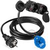 SWAWIS Cavo di Prolunga uso Esterno IP44 2m 3500W Prolunga da Esterno con 2 Prese con Contatti di Protezione Cavo 2 prese Schuko