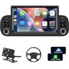 LSLYA Autoradio Fiat Panda 2013-2020 con Android Auto y CarPlay Inalámbrico, 7 Pantall Radio Coche Bluetooth Estéreo IOS Android con FM GPS Navegación USB Cámara Trasera Mic Reproductor Multimedia