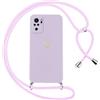 Oelrstfe Cover per Xiaomi Redmi Note 10S 4G con Cordino,Custodia Silicone Morbido Sottile con Motivo Cuore e Collana Laccio Tracolla,Antiurto Antigraffio Corda Collo Regolabile Protettiva Case,Viola