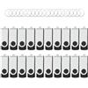WOOOLKEN 20 Pezzi Chiavetta USB 1GB Girevole Penna USB 2.0 Set 20 Unità Pen Drive USB 1 GB con Portachiavi (Nero)