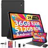 PIXGOOD 2K Android 15 Tablets, 36GB RAM+512GB ROM (2TB TF), 4G LTE+5G WiFi, Tablet 10,6 Pollici, Octa-Core, 2000 * 1200FHD, 8000mAh, 13MP+8MP, GPS, Tablet in offerta con tastiera ect (Nero)
