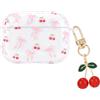 DiyGody Custodia compatibile con AirPods Pro 3 con ciondolo a forma di ciliegia, con grazioso motivo di ciliegie e fiocchi, per donna, custodia protettiva in TPU trasparente antipolvere anti-urto