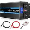 JIGUUN 3000W Inverter 24V 220V onda pura Trasformatore con caricatore 20A e circuito di priorità di rete e UPS，2 prese EU, telecomando wireless e display a LCD Potenza di picco 6000W