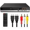 ToneRiso Lettore DVD per TV, Lettori per TV 1080P HD con Connettività HDMI RCA e AV, Region Free Connessione, supporto ingresso scheda USB, Dolby Digital