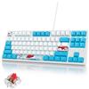 SOLIDEE tastiera da gioco meccanica al 80%,tastiera cablata compatta retroilluminata a LED RGB a 87 tasti con cavo USB,tastiera da con interruttore rosso lineare per Win(87 Sea)