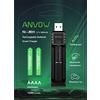 ANVOW Smart AAAA Caricabatterie con 2 conteggi Batterie ricaricabili AAAA - Batteria Ni-MH 1,2 V 400 mAh 1200 Cicli Penna per superficie Stilo attivo Batteria ricaricabile
