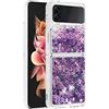 LEMAXELERS Custodia per Galaxy Z Flip 3 5G Case,Glitter Bling Liquido Sabbie Mobili Bumper Case TPU Silicone Protettivo Morbido Brillantini Quicksand Cover Case per Galaxy Z Flip 3 5G,Purple Love