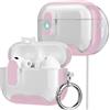 HITZEE Custodia per Cover AirPods Pro 3 2025 con Supporto per Telefono, Cover Protettiva in TPU per AirPods 3ª Generazione con Chiusura Magnetica Automatica, Compatibile con MagSafe, Rosa