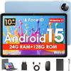 MENTUME Tablet 10 Pollici, Tablets Android 15 con Cover, Mouse & Tastiera, Octa-Core, 24 GB RAM + 128 GB ROM+ 1 TB TF, Display IPS HD 1280x800, Fotocamera Doppia, 6000 mAh, WiFi 6, Widevine L1, GPS (Blu)