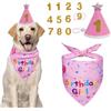 OIXEYA Set per feste di compleanno per cani per ragazzi e ragazze, accessori per il compleanno, bandana e cappello da compleanno, regalo e decorazione per cani di taglia media e grande,Rosa