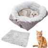 VGECEE Cuccia Gatti, Cuccia Pelosa Cuccia Gatto 2 in 1 Cuccia per Gatti Cani Lavabile Cuccia Gatto Pieghevole Interno di Lino Morbido Cuscino per Gatti per Gattini Cani di Piccola Taglia (60 x 50cm)