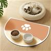 METEOROCK Tappetino Ciotole Gatto, 61 x 40,5 cm Tappetino Ciotola Cane Antiscivolo In Gomma Per Ciotole, Mezzaluna Sottociotola Per Cani Facili Da Pulire Per Bevitori Disordinati (Marrone Chiaro & Beige)
