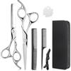 Lictin 4 in 1 kit da 6.7 Forbici da parrucchiere professionali in acciaio inox con forbici da taglio, forbici da sfoglio, pettine, clip e custodia per uomini e donne (argento)