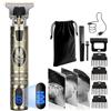 XkuiHF Tagliacapelli Uomo Professionale - Trimmer Barba e Capelli con Lama T Zero Gap, 4 Testine (1.5-4mm), Ricarica USB, Impermeabile per Contorni Precise (Kulou)