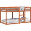 vidaXL Letto a castello marrone cera 90x190 cm in legno di pino massiccio