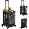 Relaxdays Carrello per Spesa Pieghevole, regge 25 kg, Manico Telescopico, Cestello a Rete, Carrellino Portaspesa, Nero