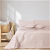 AmeliaHome Copriletto con pompon 200 x 220 cm, copriletto double-face, trapuntato, in poliestere, colore: rosa cipria