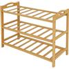Relaxdays Scaffale per Scarpe Relaxdays, HxLxP: 48 x 70 x 25 cm, bambù, 3 Ripiani, per 9 Paia di Scarpe, scarapiere, Naturale