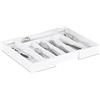 Relaxdays Portaposate da Cassetto Estraibile Larghezza Variabile da 5 a 7 Scomparti in Bambù HLP: 5,5x48,5x37cm bianco