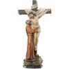 DRW Figura Cristo Crocifisso con San Francesco Resina Dipinta a Mano 15 cm