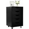 Relaxdays cassettiera su Ruote con 5 cassetti, 66,5x40x40 cm, Contenitore per scrivania, Nero