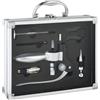 Avilia Vino Sommelier 6 Pezzi - Cavatappi Acciaio Inox, Termometro, Tappi - Valigia Alluminio - Set Accessori Vino Professionale - 27.50 x 21.5 x 7 cm