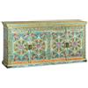DRW Credenza con 4 Ante in Legno con Decorazione policroma in Blu, Verde e Giallo 90 x 180 x 40 cm