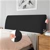 CAIJIN Copertura Per Testiera, Fodera per Testiera Del Letto Tessuto in Velluto Elasticizzato, copertura protettiva con fondo elastico per la decorazione del letto (Nero, Lunghezza：150cm-170cm)