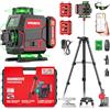 Vahlbeste Livella Laser con Treppiede,Livella Laser Autolivellante 360 con 2x4800mAh Batterie,4x360 °Livello Laser con Display LED,16 Linee Laser Verde/APP/Telecomando per l'edilizia/Appendere Quadri
