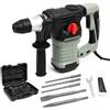 KOMBO - Martello Tassellatore SDS Plus 1500W con Valigetta e Accessori - 4 Funzioni: Rotazione, Percussione, Scalpellatura, Correzione - 6 Joule, 4000 colpi/min, 0-800 giri/min, Punta SDS, Cavo 1,8 m