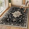 INOVADAY Tappeto 90x150 cm Lavabile in Lavatrice Vintage Antiscivolo Nero/Marrone