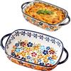 LUPATDY Teglia da Forno in Ceramica 600 ml, Pirofila con Manici 19,5 x 13 x 5 cm, Piatto da Forno per Lasagne, Pasta al Forno, per Friggitrice ad Aria, Forno, Microonde (Giallo)